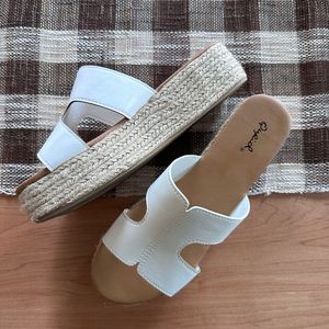 White wedge sandals